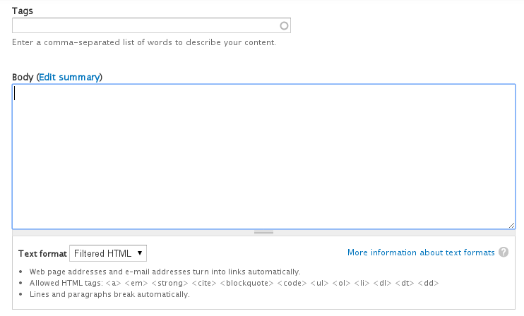 Default editor in Drupal 7 (plain textarea).